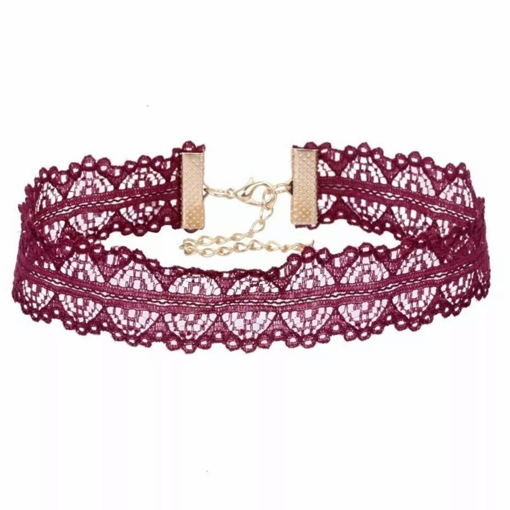 Lace Burgundy Choker